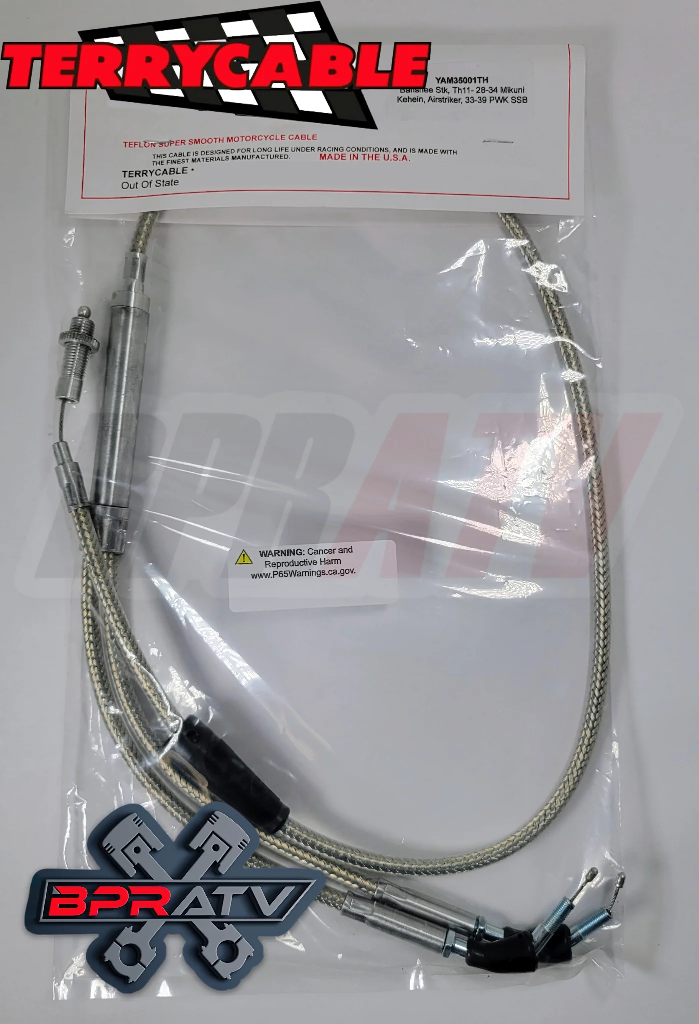Yamaha Banshee 350 Terry Cable Braided Dual Thumb Throttle Cable PWK PJ 28-39mm! - Image 2