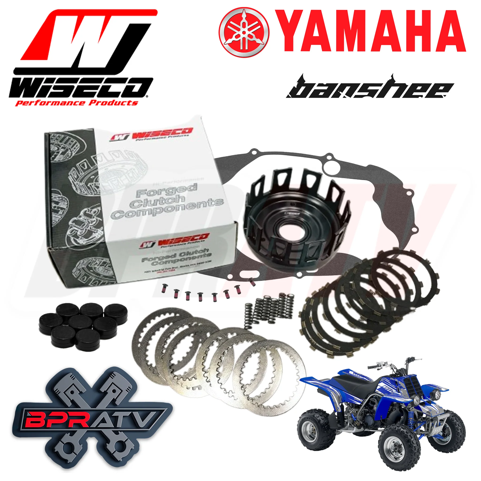 Yamaha Banshee 350 WISECO CNC Black Forged Clutch Basket Gasket & BPR Clutch Kit - Image 2
