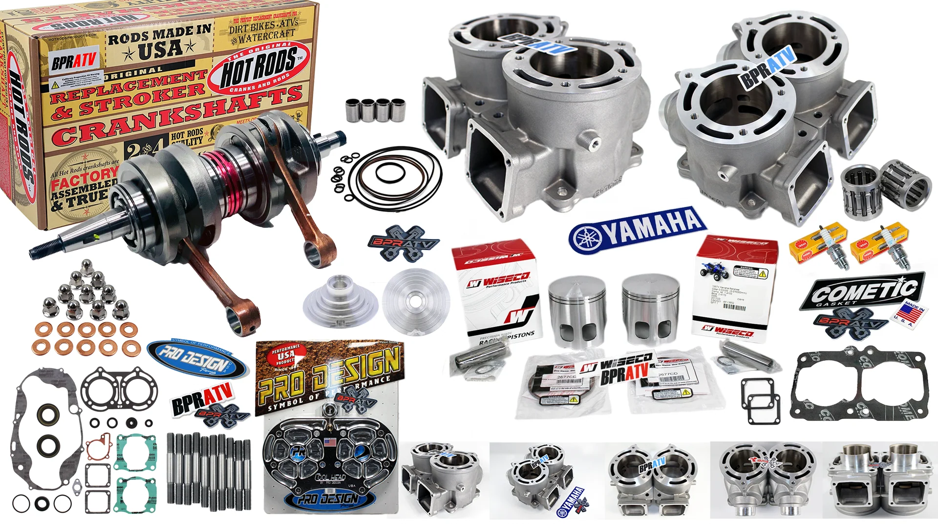 Banshee 400cc ARES 68mm Athena Style Cylinder Kit Wiseco Piston Stock Stroke Kit - Image 2