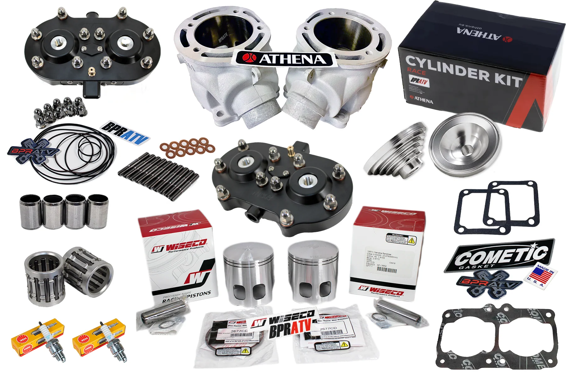 Yamaha Banshee 421cc 68mm Athena Cylinders Stroker Kit Wiseco Pistons Black Head