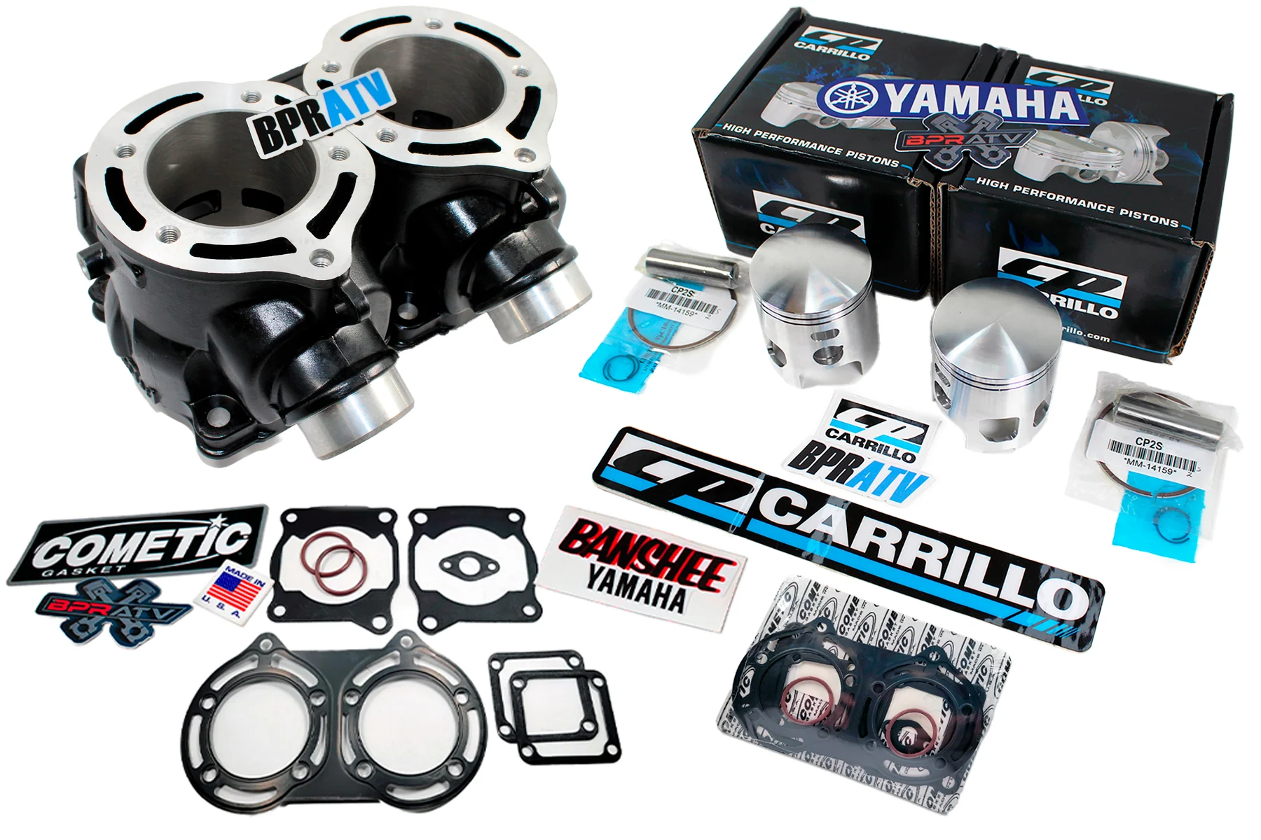 Yamaha Banshee 66mm Big Bore Cylinders + CP-Carrillo Pistons Top End Rebuild Kit