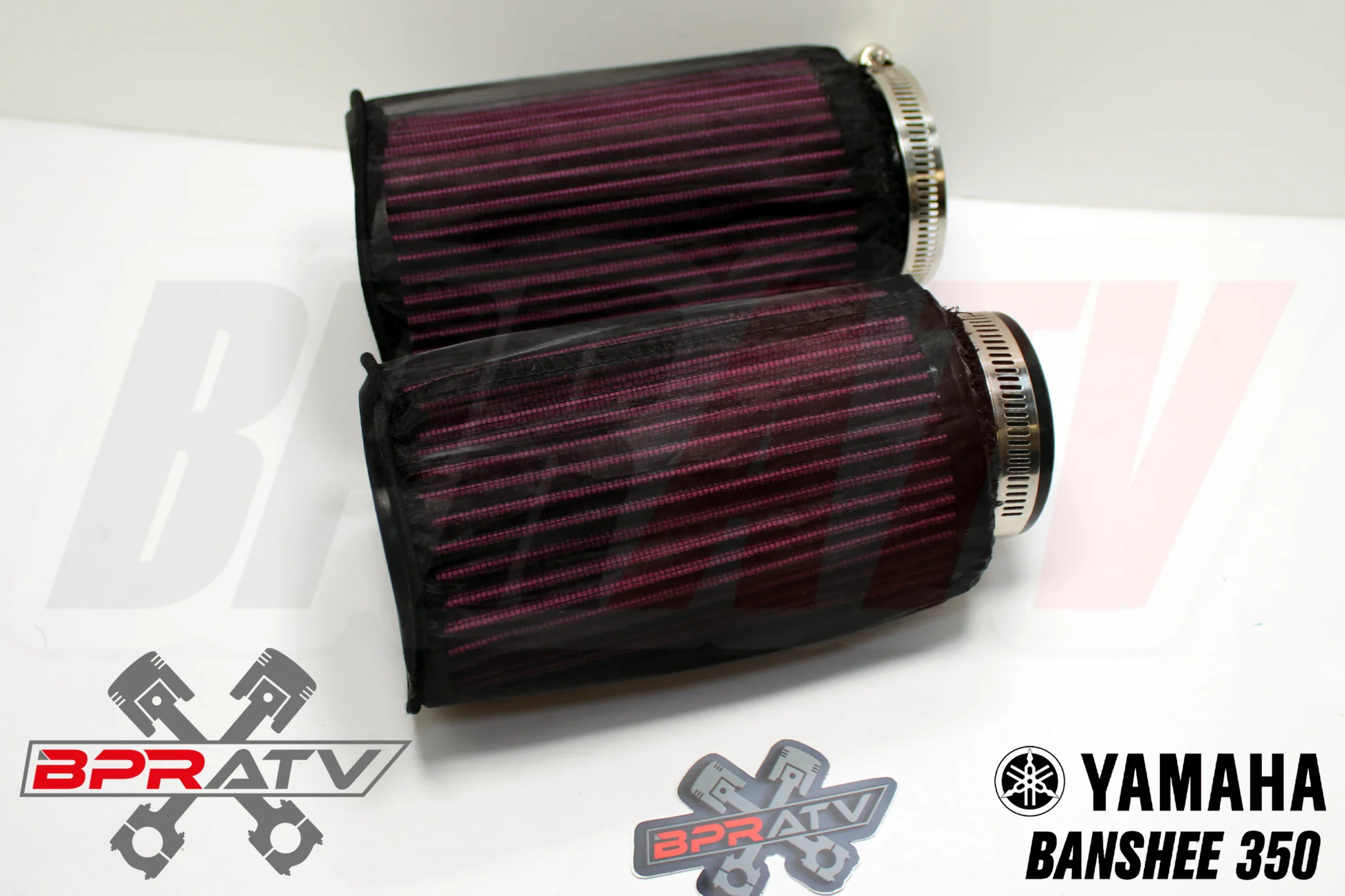 Yamaha Banshee CUB 6" Air Filter Pods 2.25" Flange PWK 33-36mm & OUTERWEARS Pair - Image 3