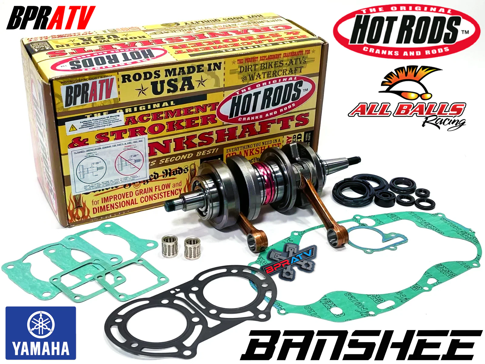 Yamaha Banshee Hot Rods Stronger Crankshaft Rods Seals Complete Motor Gasket Kit - Image 2