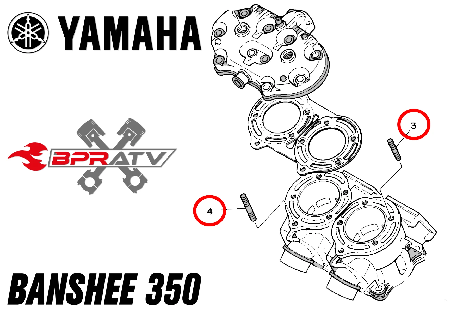 Yamaha Banshee Stock Cylinder Head Stud Kit OEM Replacement Bolts Fits 1987–2006 - Image 5