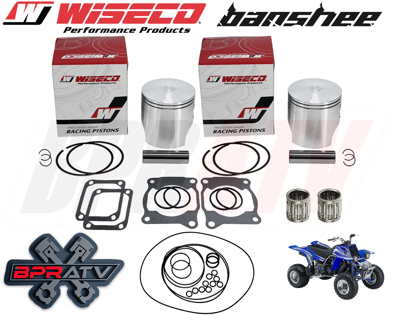 Yamaha Banshee YFZ 350 66mm +2mm Wiseco Pro Lite Pistons Bearings & Gaskets Kit - Image 2