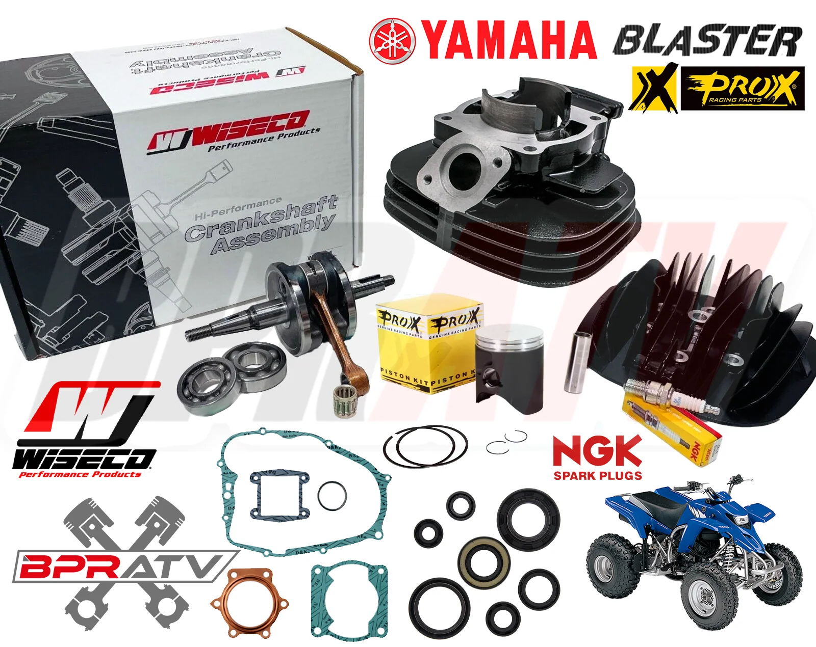 Yamaha Blaster 200 Wiseco Motor Rebuild Kit Crank ProX Piston Koyo NTN Bearings - Image 2