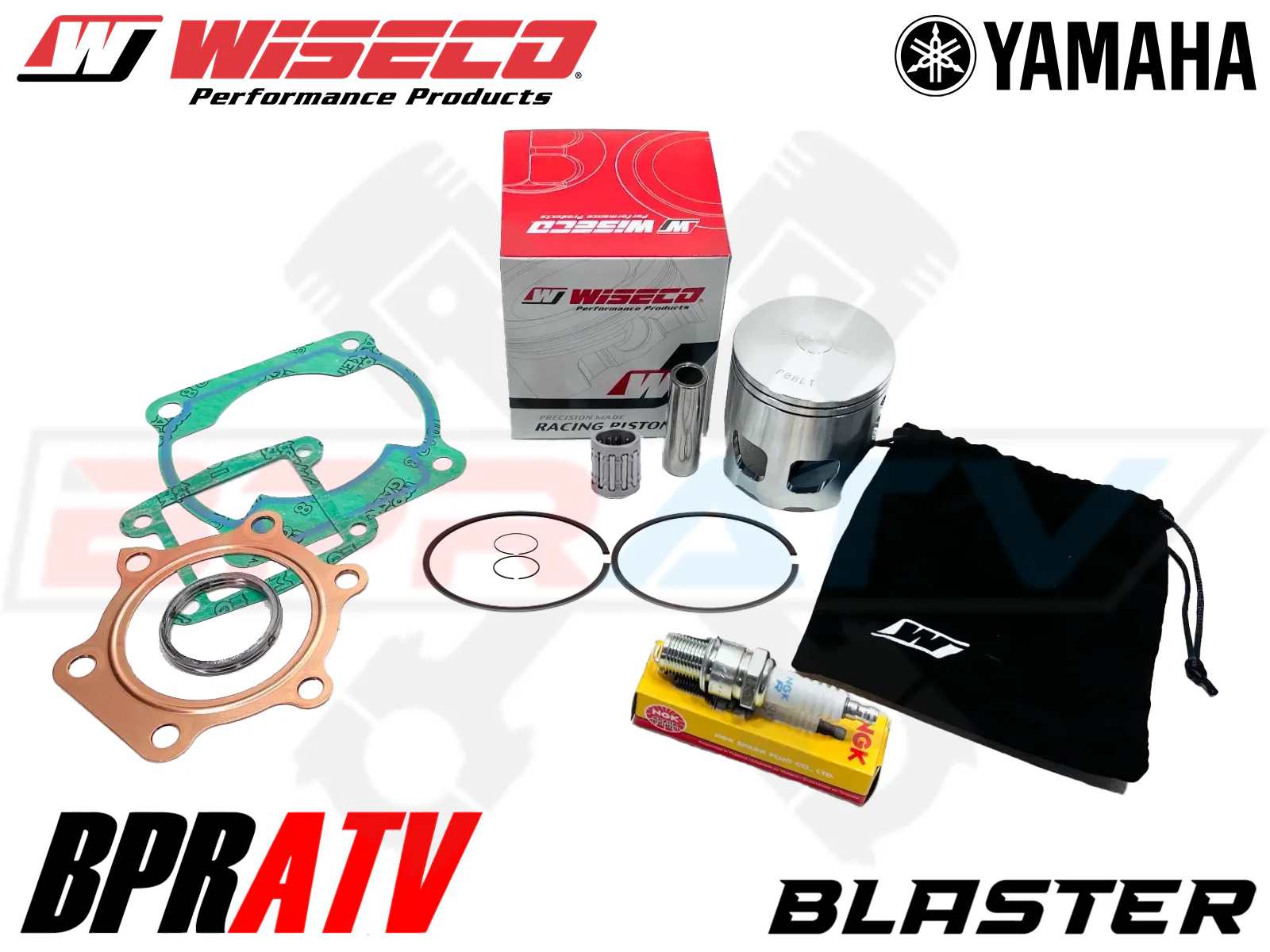 Yamaha Blaster YFS200 66mm Std Wiseco Pro Piston Top End Gaskets Kit Pin Bearing - Image 2