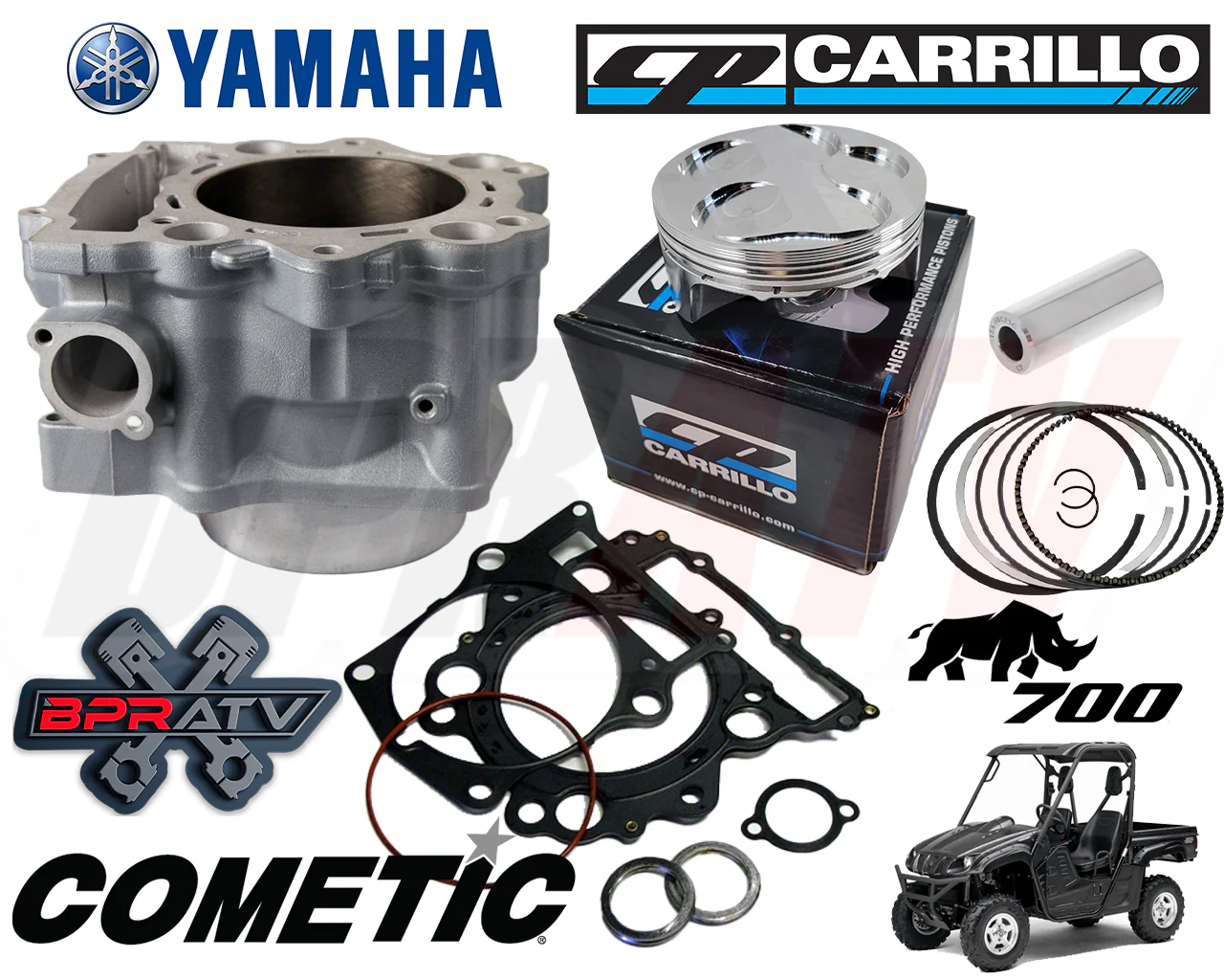 Yamaha Grizzly 700 102mm Stock Cylinder CP Piston & Cometic Top End Rebuild Kit - Image 18