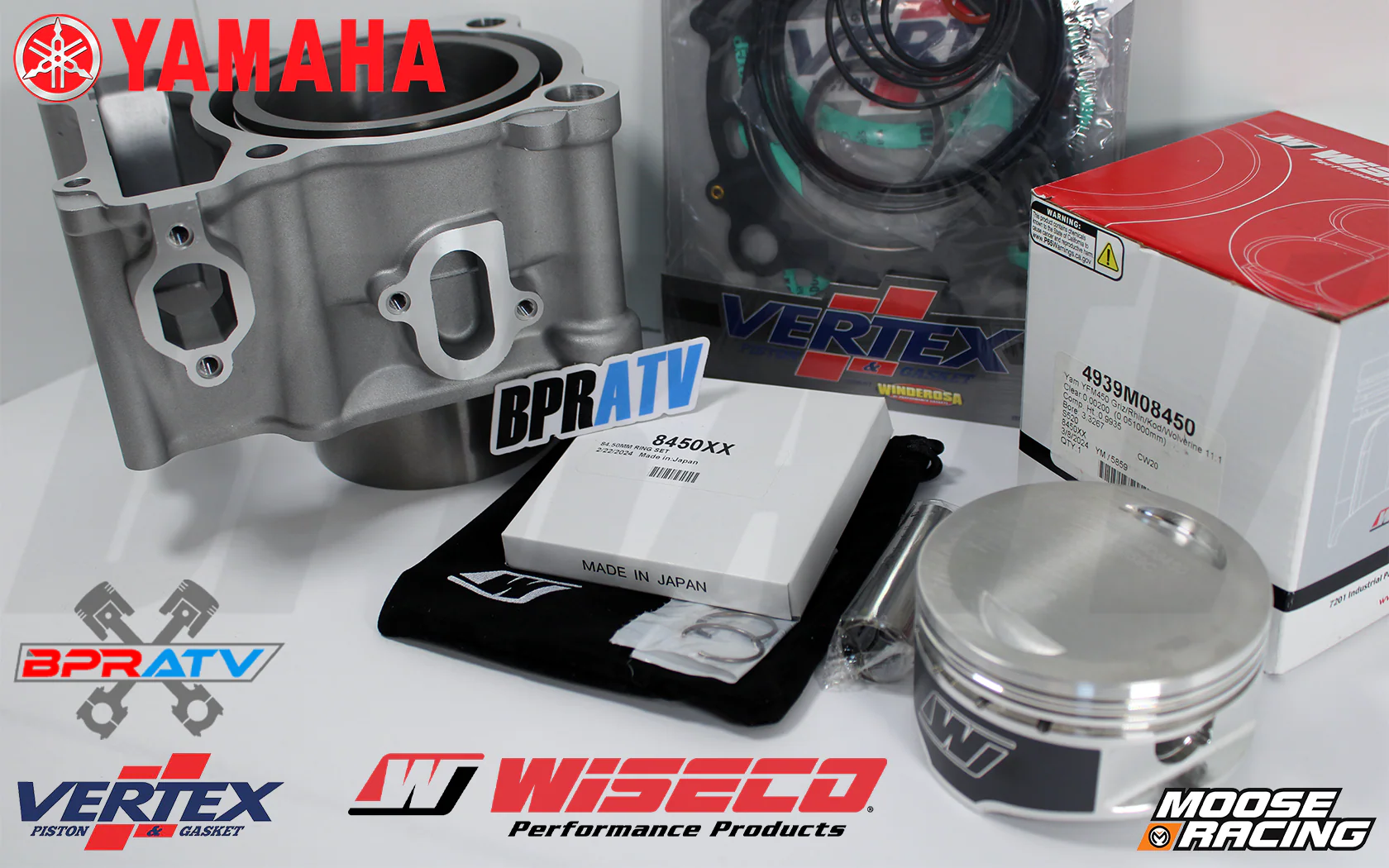 Yamaha Kodiak 450 OEM Stock Bore Cylinder WISECO Piston Kit Gaskets Top End Kit - Image 12