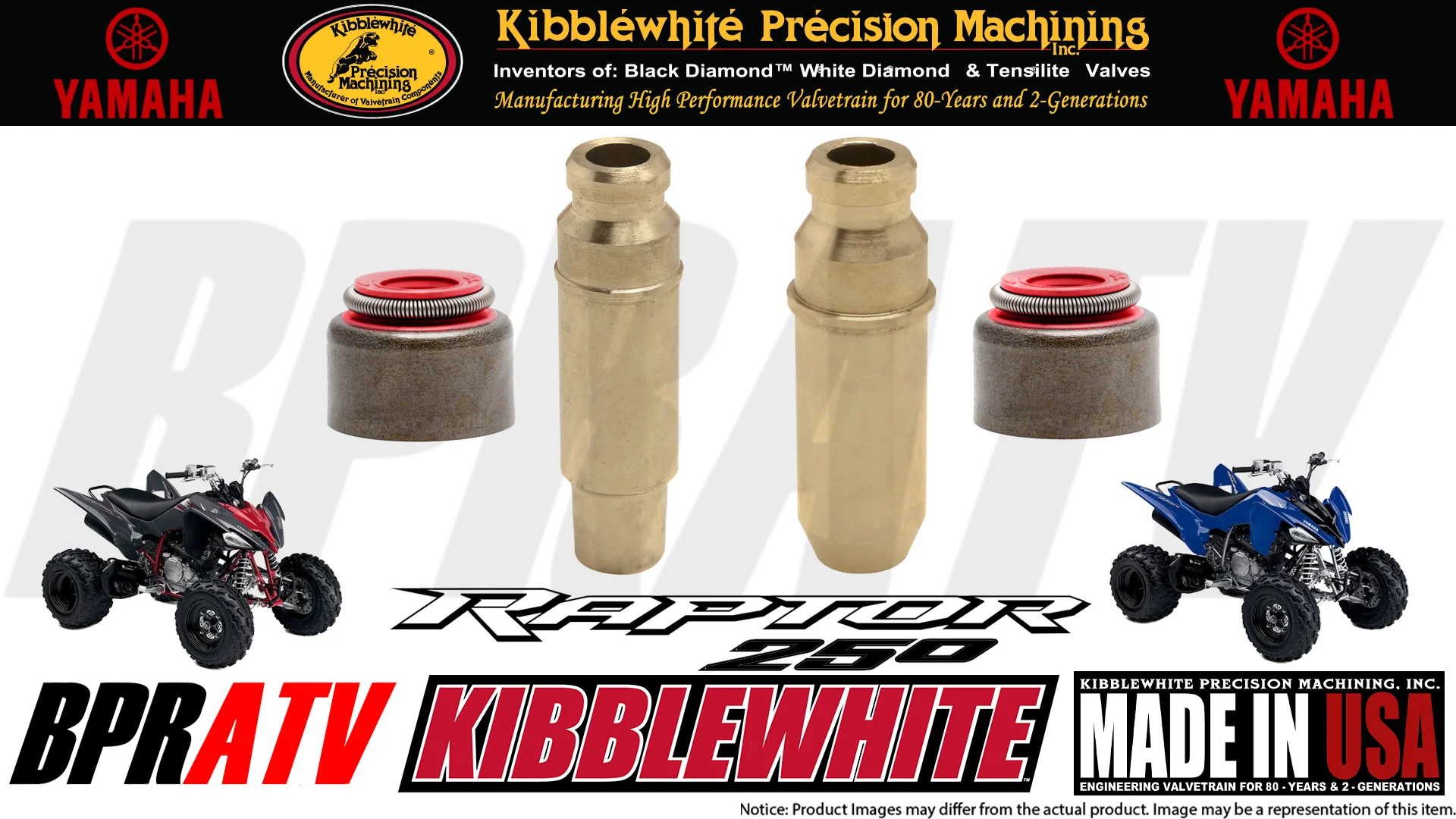 Yamaha Raptor 250 Kibblewhite Intake Exhaust Valve Guides Set Repair KPMI Seals - Image 3