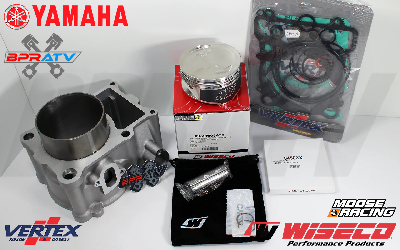 Yamaha Wolverine 450 OEM Stock Bore Cylinder & WISECO Piston Gaskets Top End Kit - Image 4