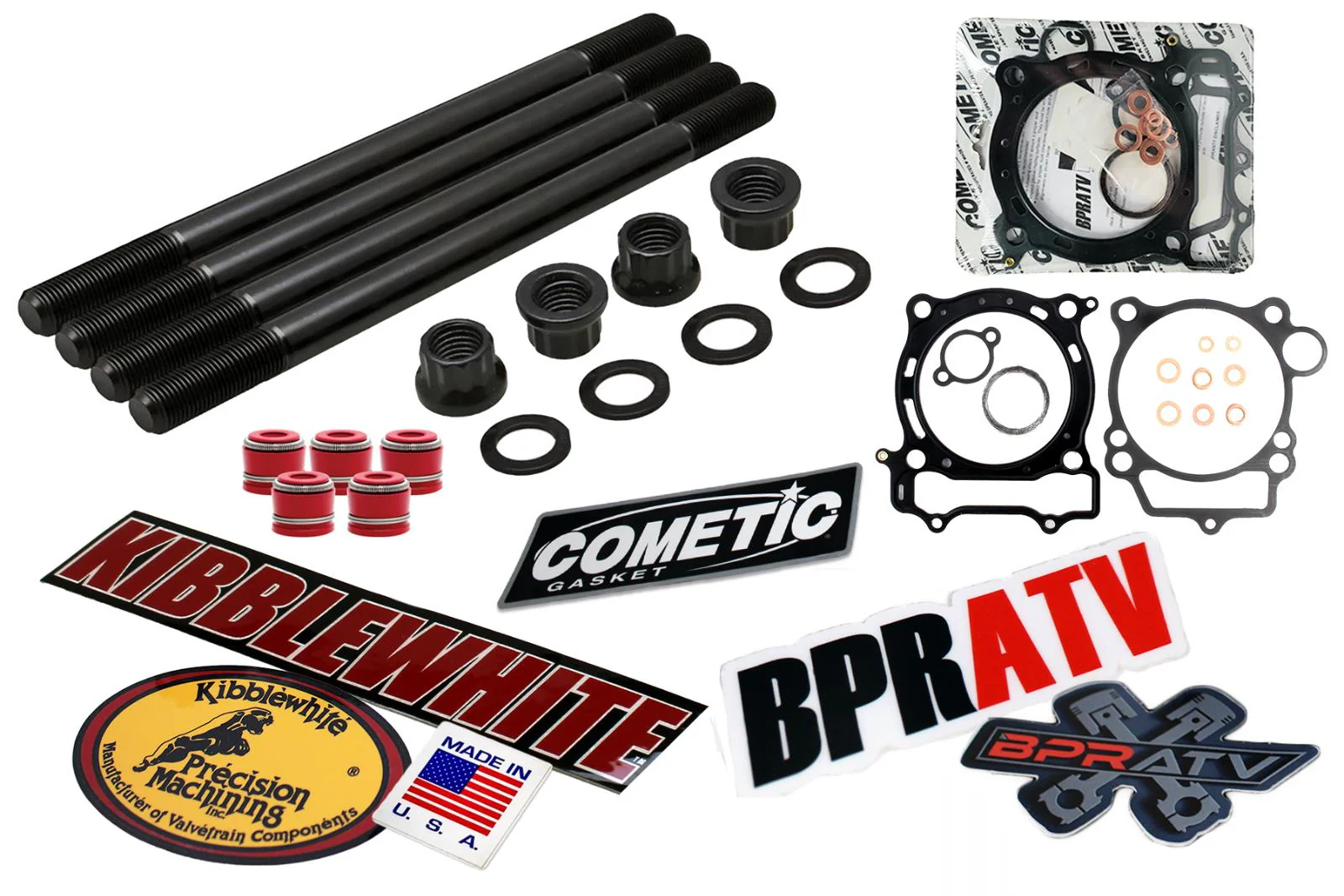 Yamaha YFZ450 Kibblewhite ARP Style Head Stud Kit Cometic Gasket RED Viton Seals