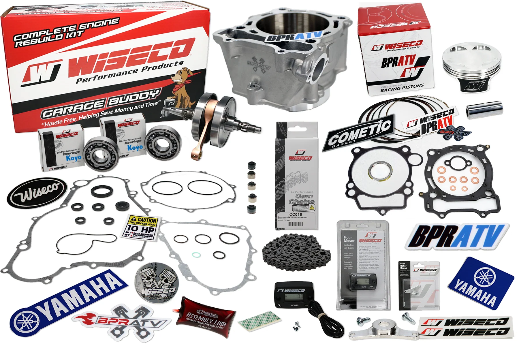 YFZ 450 Engine Rebuild Kit Wiseco Crank Piston Cylinder Gaskets Cam Chain '04-13