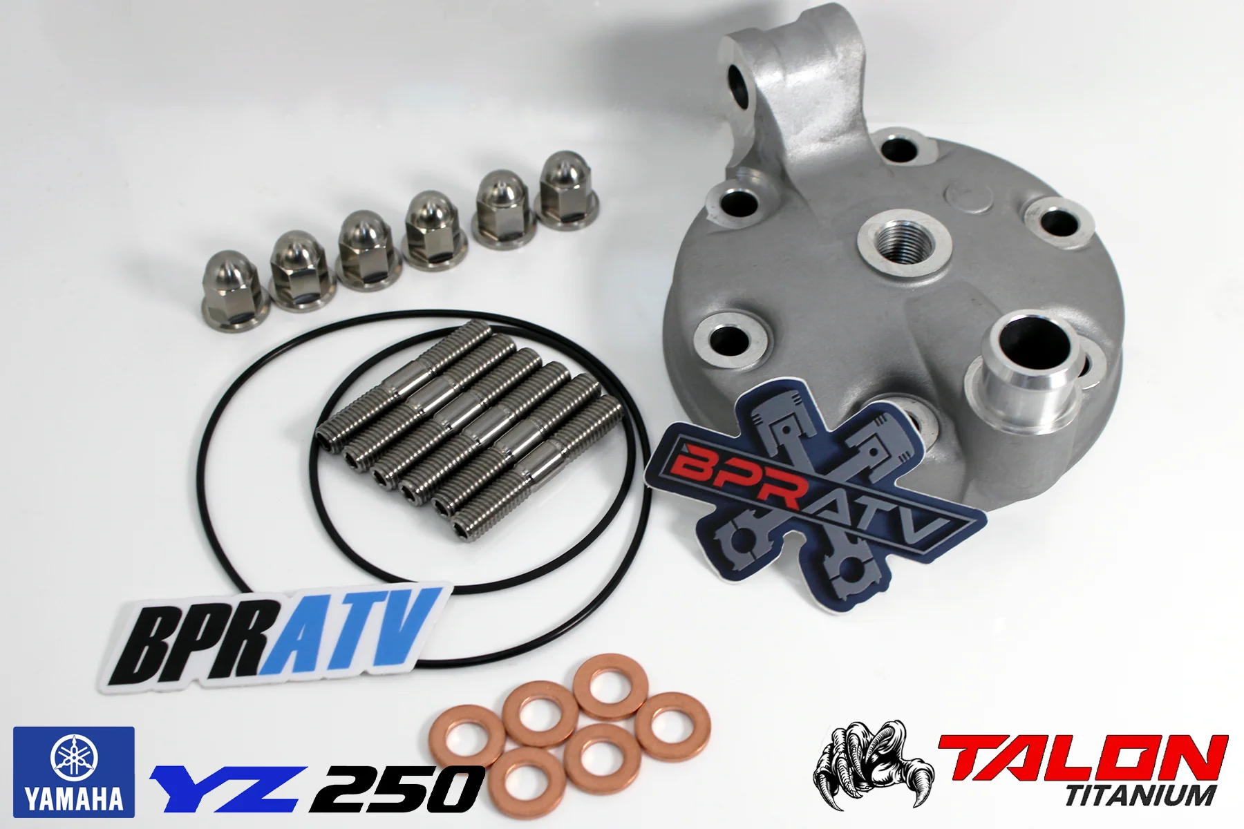 Yamaha YZ250 YZ 250 Cylinder Head & Titanium Stud Acorn Nuts Gaskets Install Kit - Image 16