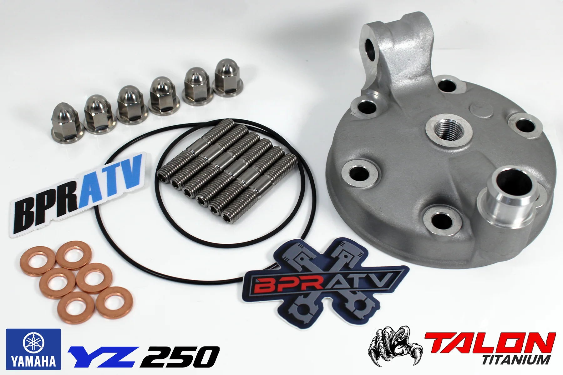 Yamaha YZ250 YZ 250 Cylinder Head & Titanium Stud Acorn Nuts Gaskets Install Kit - Image 4